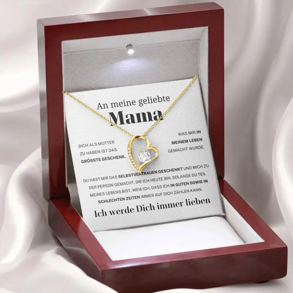 14k Weißgold Ausführung Herz Halskette - An meine geliebte Mama - Image 10