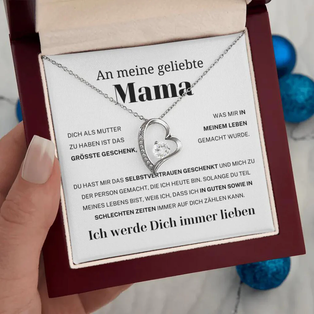 14k Weißgold Ausführung Herz Halskette - An meine geliebte Mama - Image 11