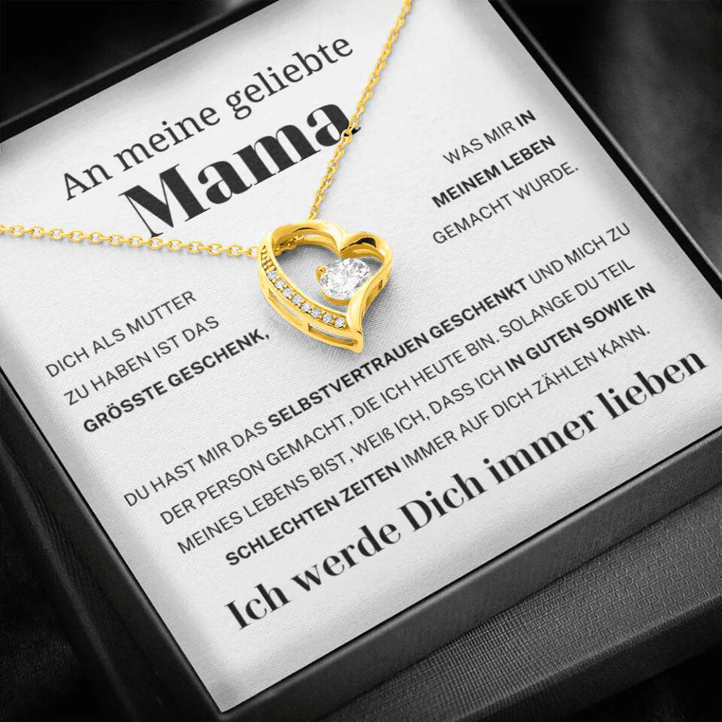 14k Weißgold Ausführung Herz Halskette - An meine geliebte Mama - Image 12