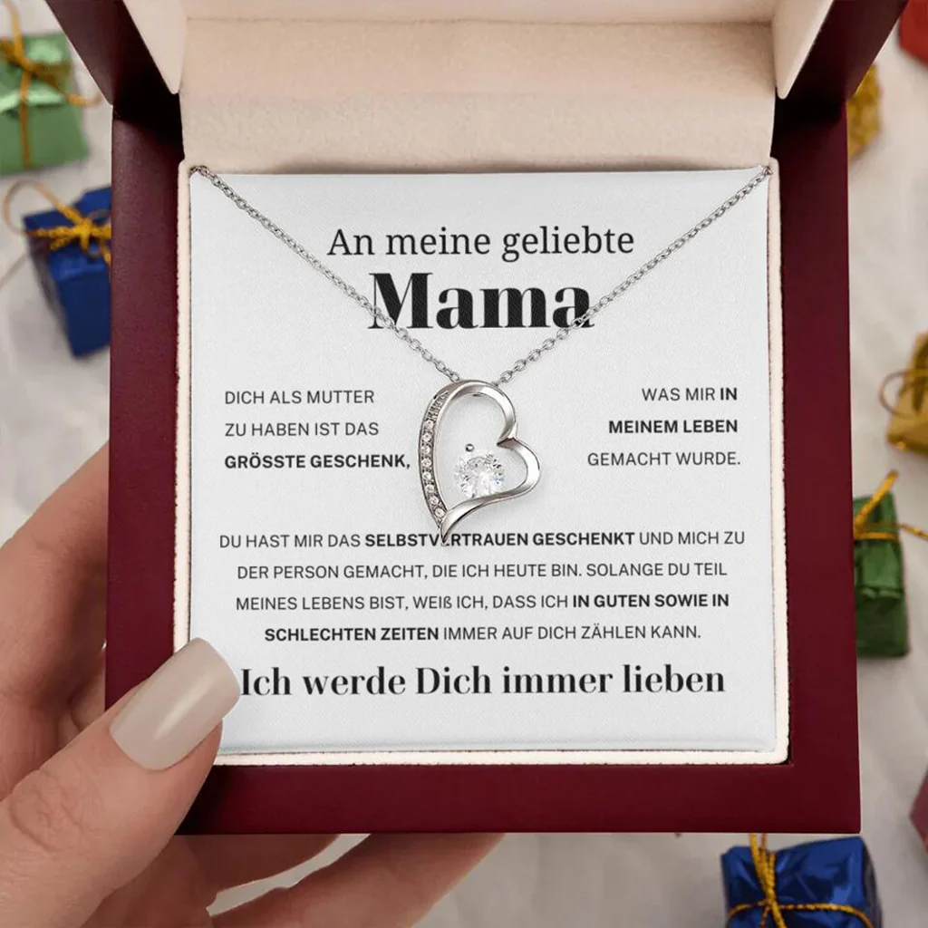 14k Weißgold Ausführung Herz Halskette - An meine geliebte Mama - Image 13