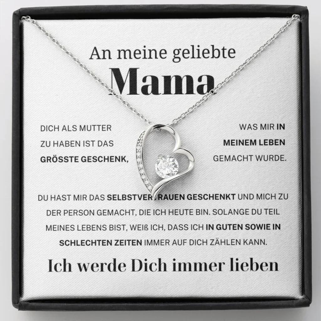 14k Weißgold Ausführung Herz Halskette - An meine geliebte Mama - Image 14