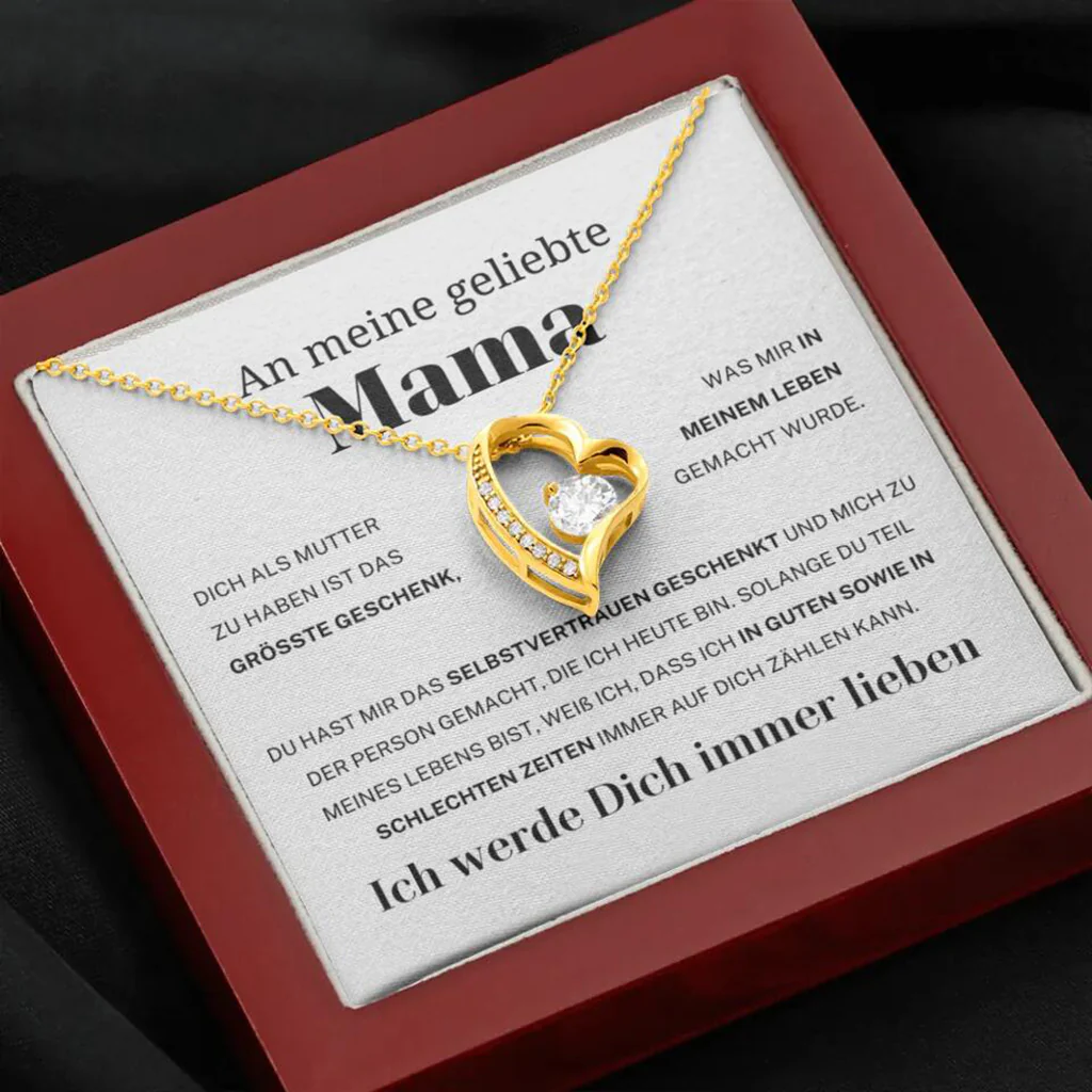 14k Weißgold Ausführung Herz Halskette - An meine geliebte Mama - Image 15