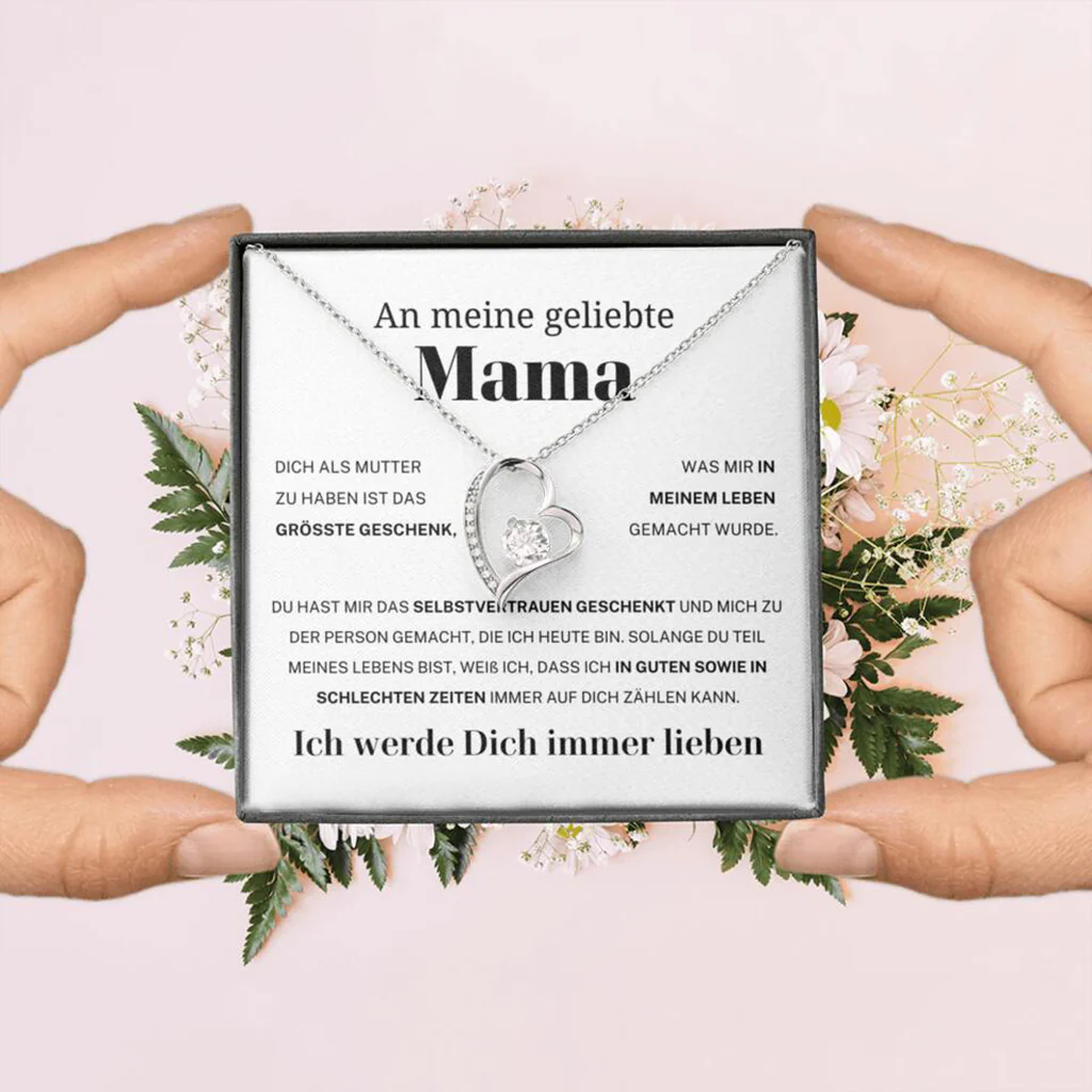 14k Weißgold Ausführung Herz Halskette - An meine geliebte Mama - Image 17