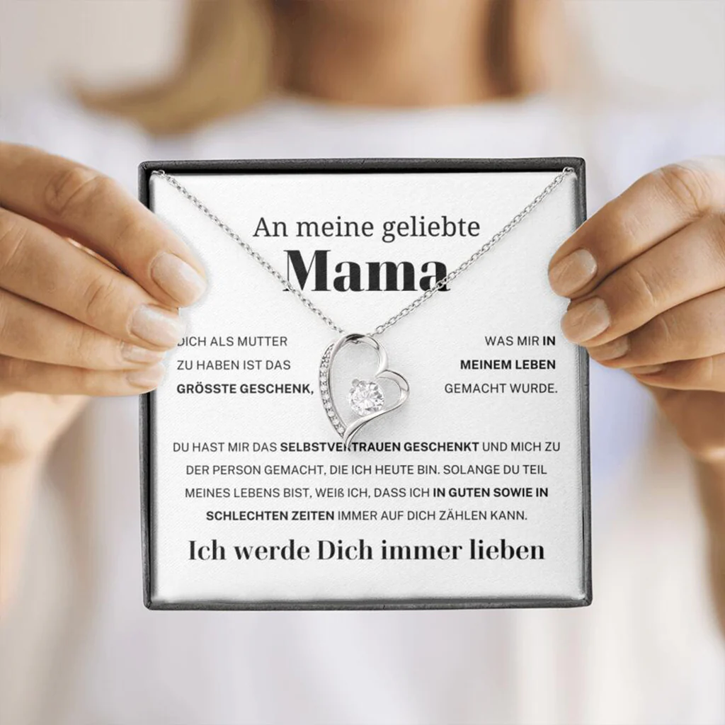 14k Weißgold Ausführung Herz Halskette - An meine geliebte Mama - Image 18