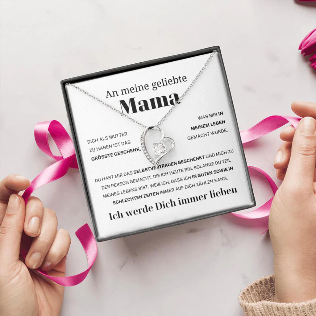 14k Weißgold Ausführung Herz Halskette - An meine geliebte Mama - Image 19