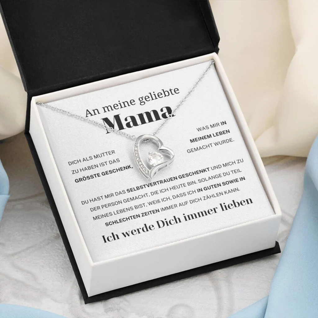 14k Weißgold Ausführung Herz Halskette - An meine geliebte Mama - Image 2