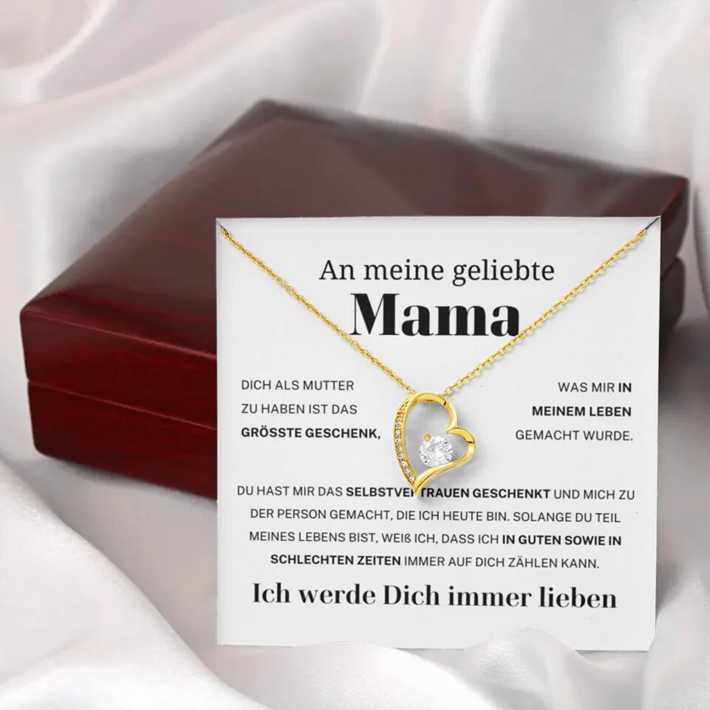 14k Weißgold Ausführung Herz Halskette - An meine geliebte Mama - Image 24