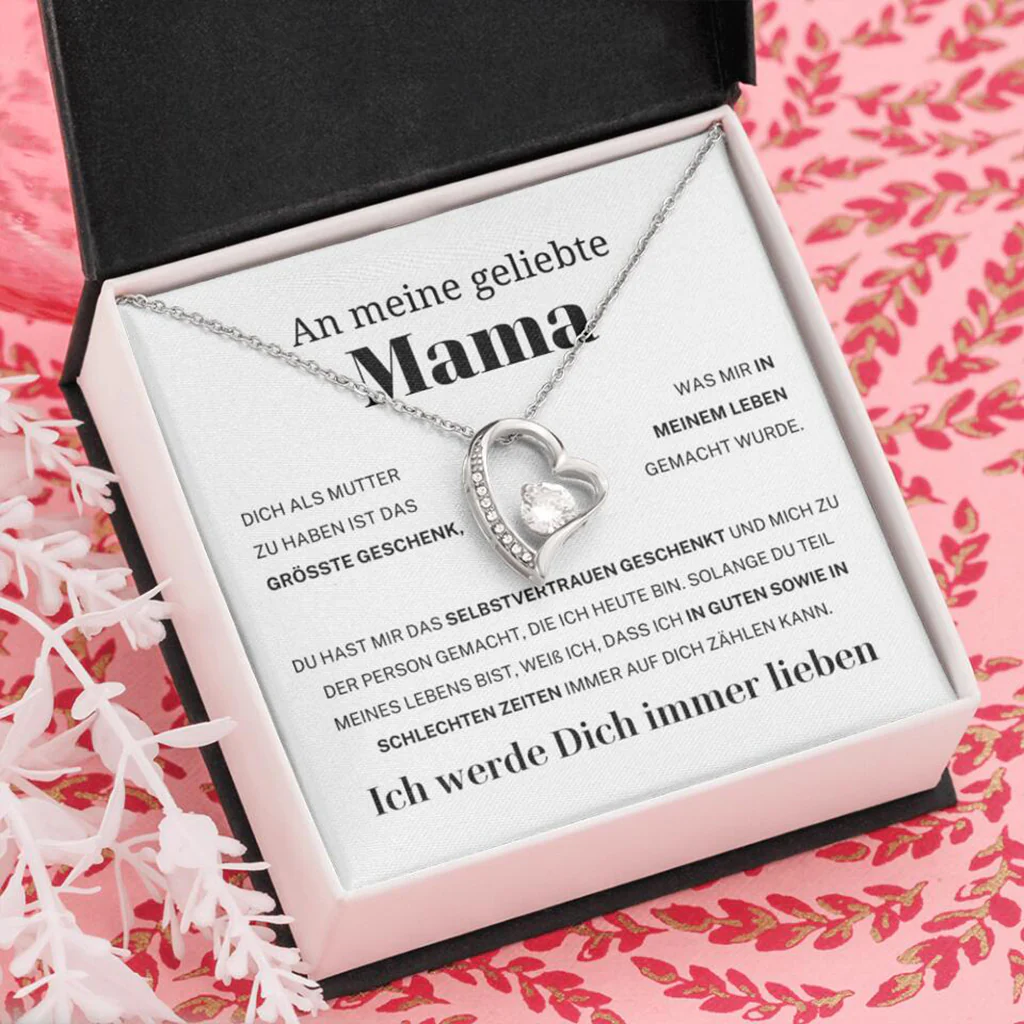 14k Weißgold Ausführung Herz Halskette - An meine geliebte Mama - Image 3