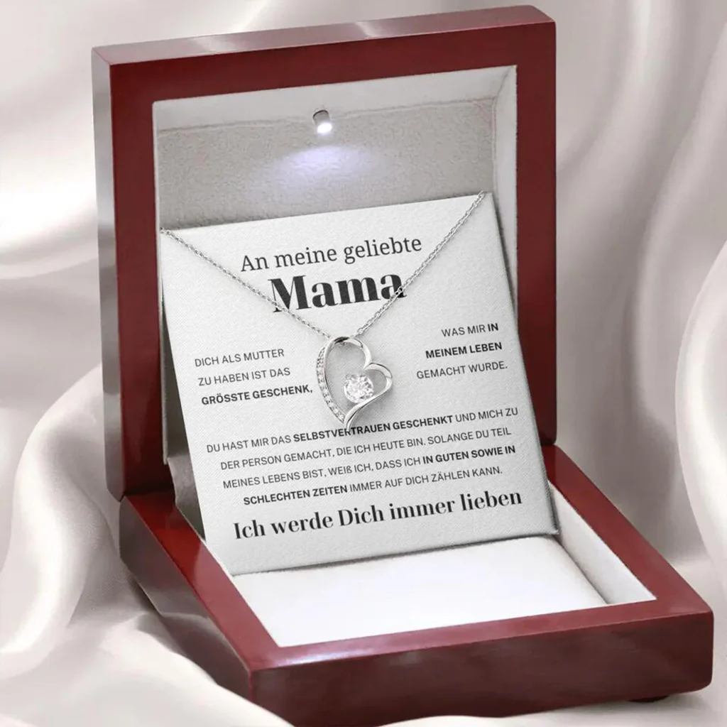 14k Weißgold Ausführung Herz Halskette - An meine geliebte Mama - Image 5