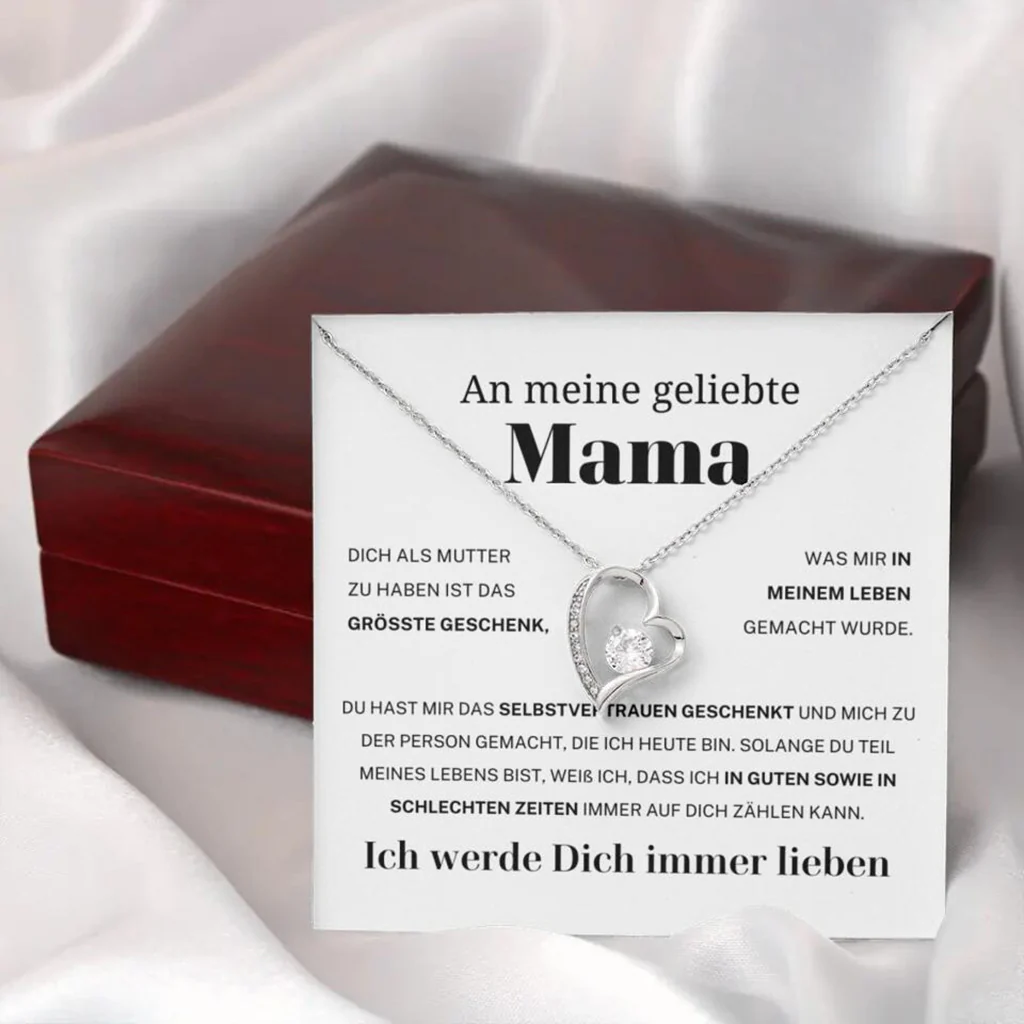 14k Weißgold Ausführung Herz Halskette - An meine geliebte Mama - Image 6