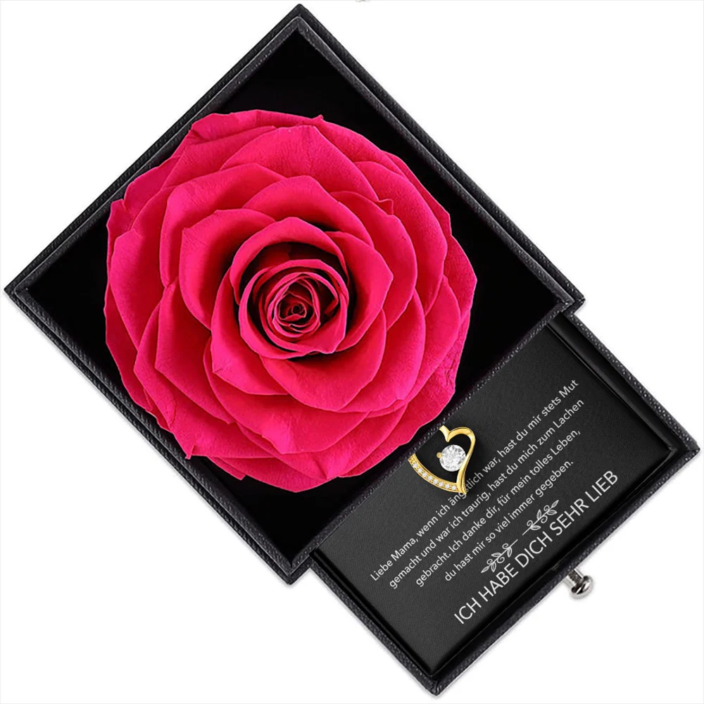 An meine Mama - Rosenbox - Weißgold Ausführung Herz Halskette - Image 12