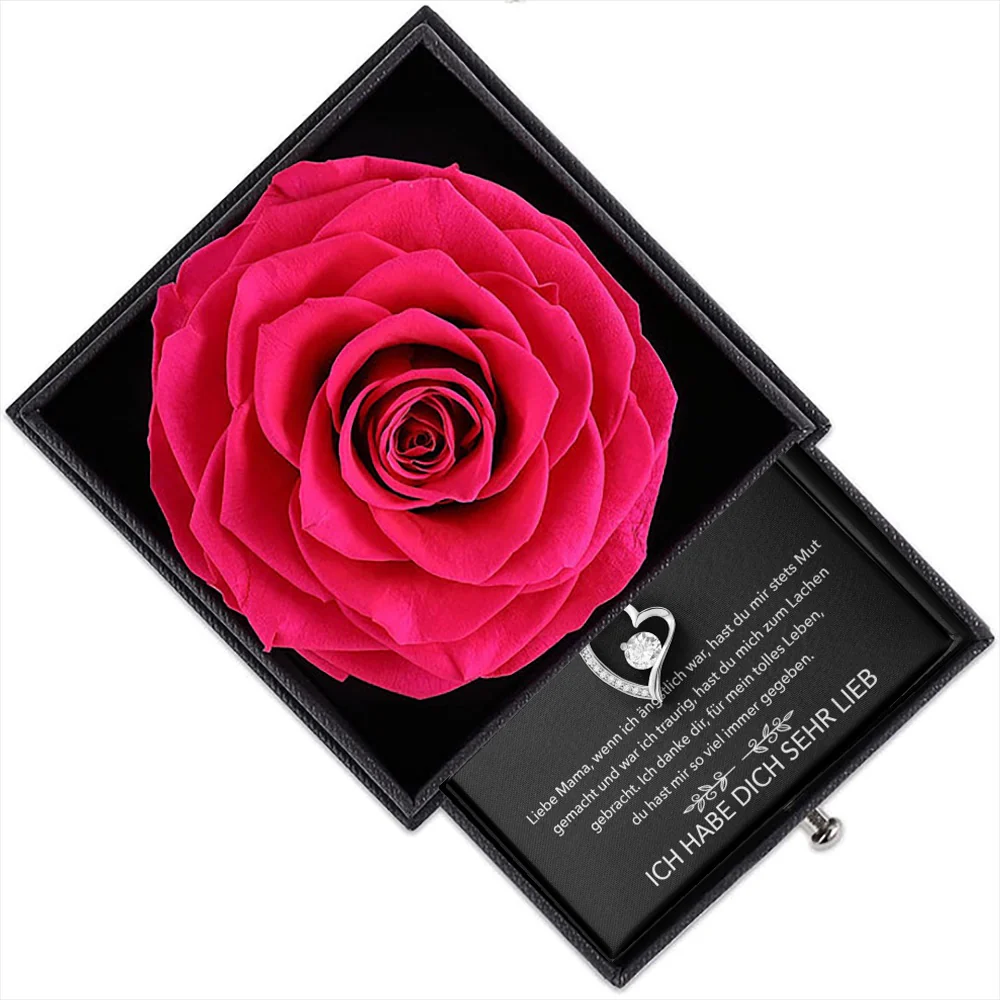 An meine Mama - Rosenbox - Weißgold Ausführung Herz Halskette - Image 16