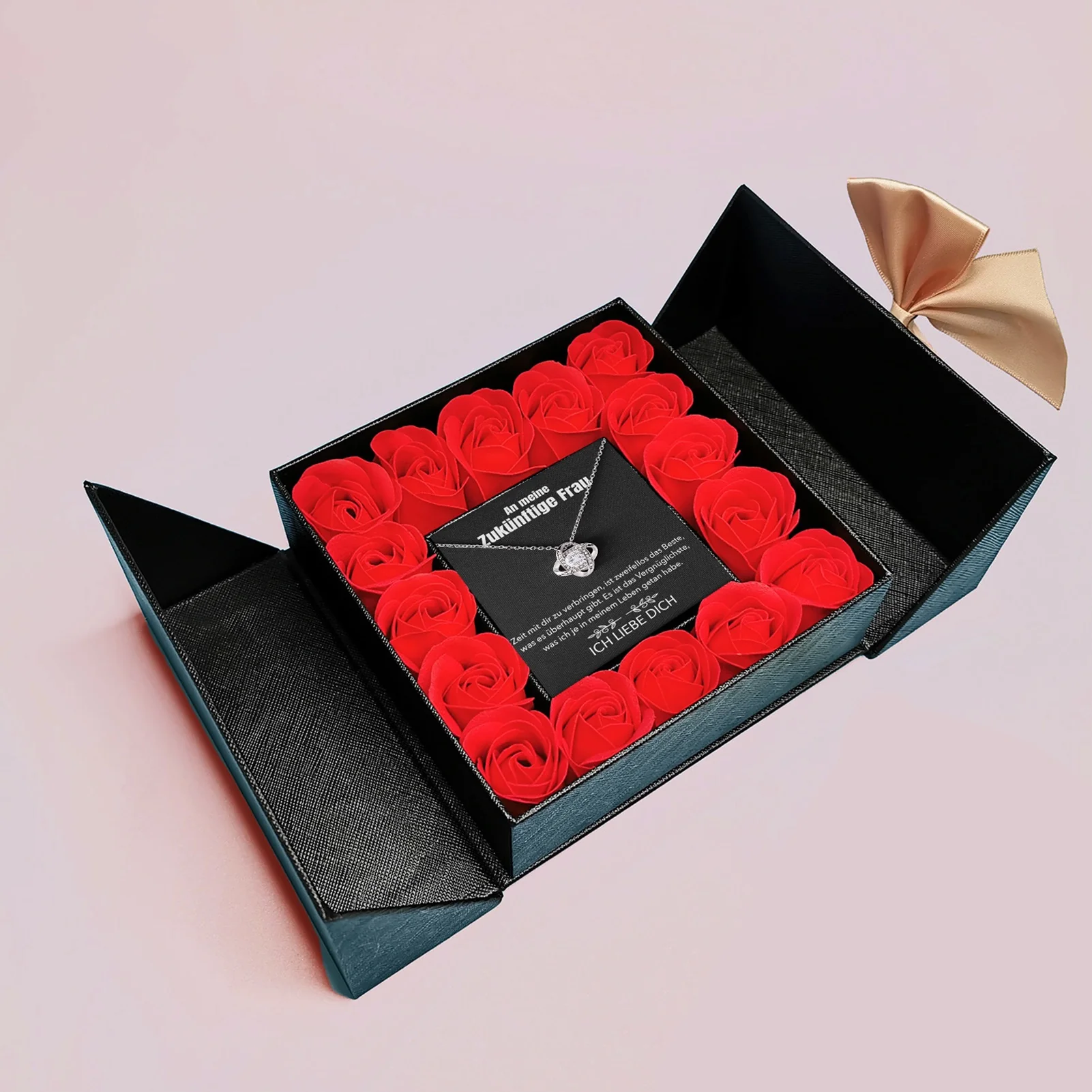 Aufklappbare Rosenbox mit 14k Weißgold Ausführung Halskette - An meine zukünftige Frau - Image 6