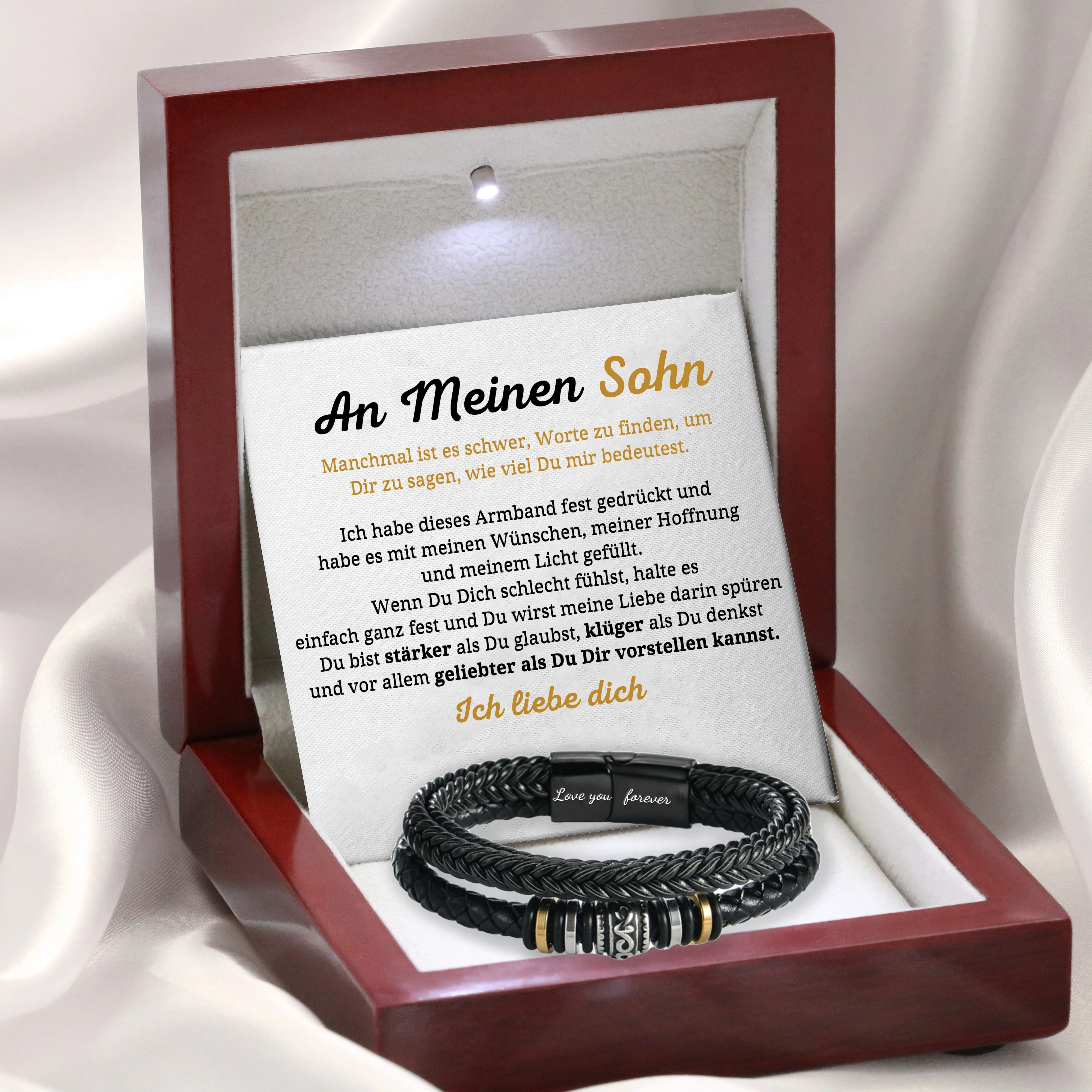 An meinen Sohn - Ich liebe dich - Herren Lederarmband - Image 4