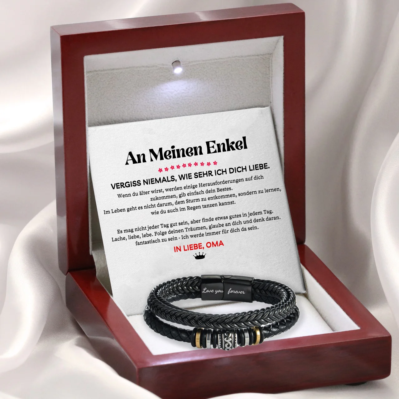 An meinen Enkel - Ich liebe dich - Herren Lederarmband - Image 3