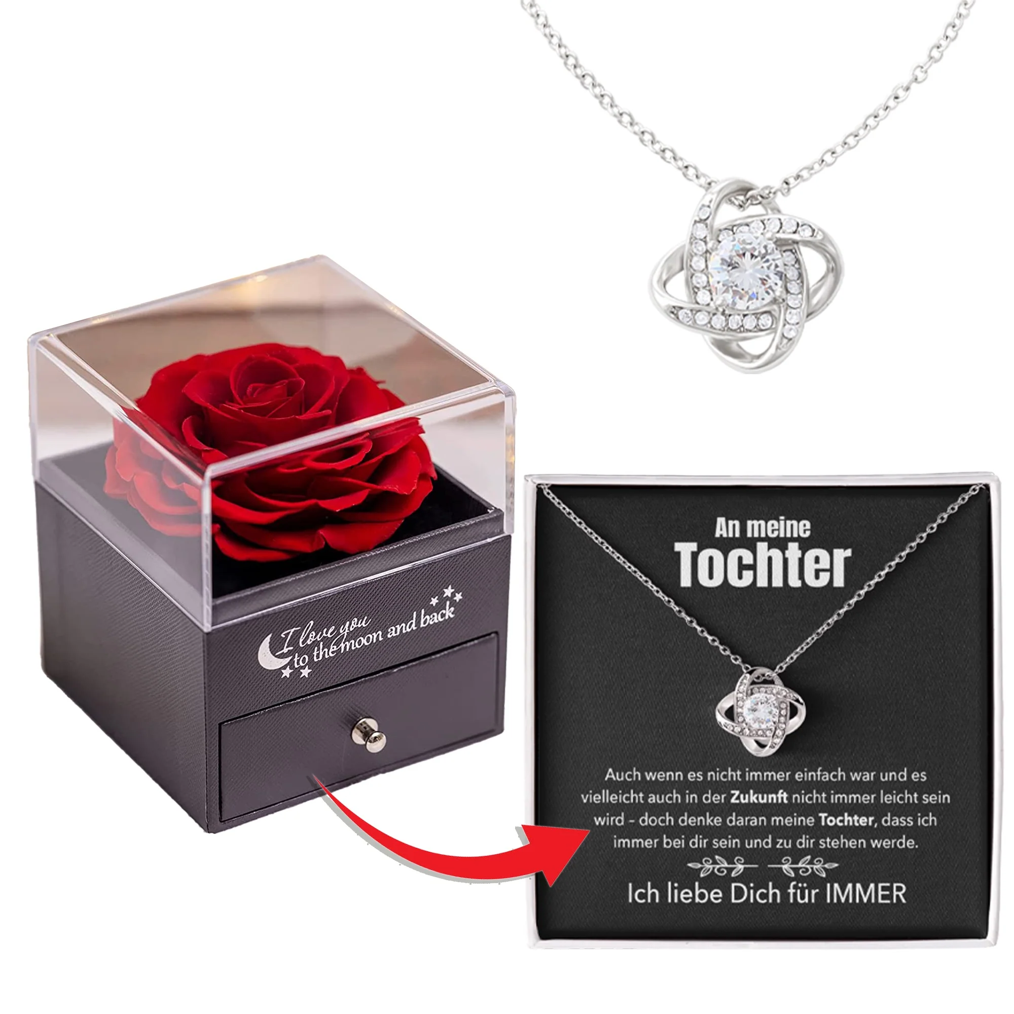 Rosenbox mit 14k Weißgold Ausführung Halskette - Image 3