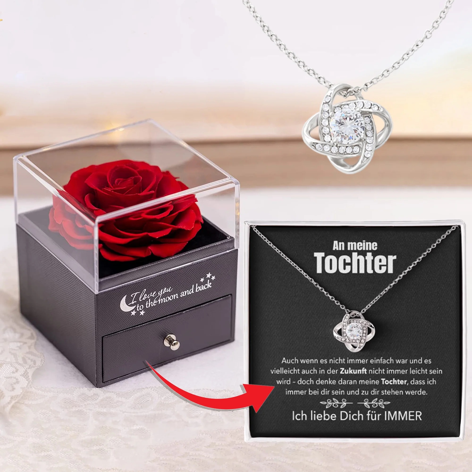Rosenbox mit 14k Weißgold Ausführung Halskette - Image 4
