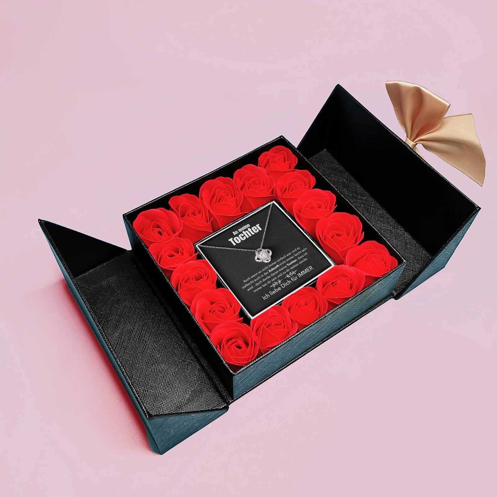 Aufklappbare Rosenbox mit 14k Weißgold Ausführung Halskette - Image 12