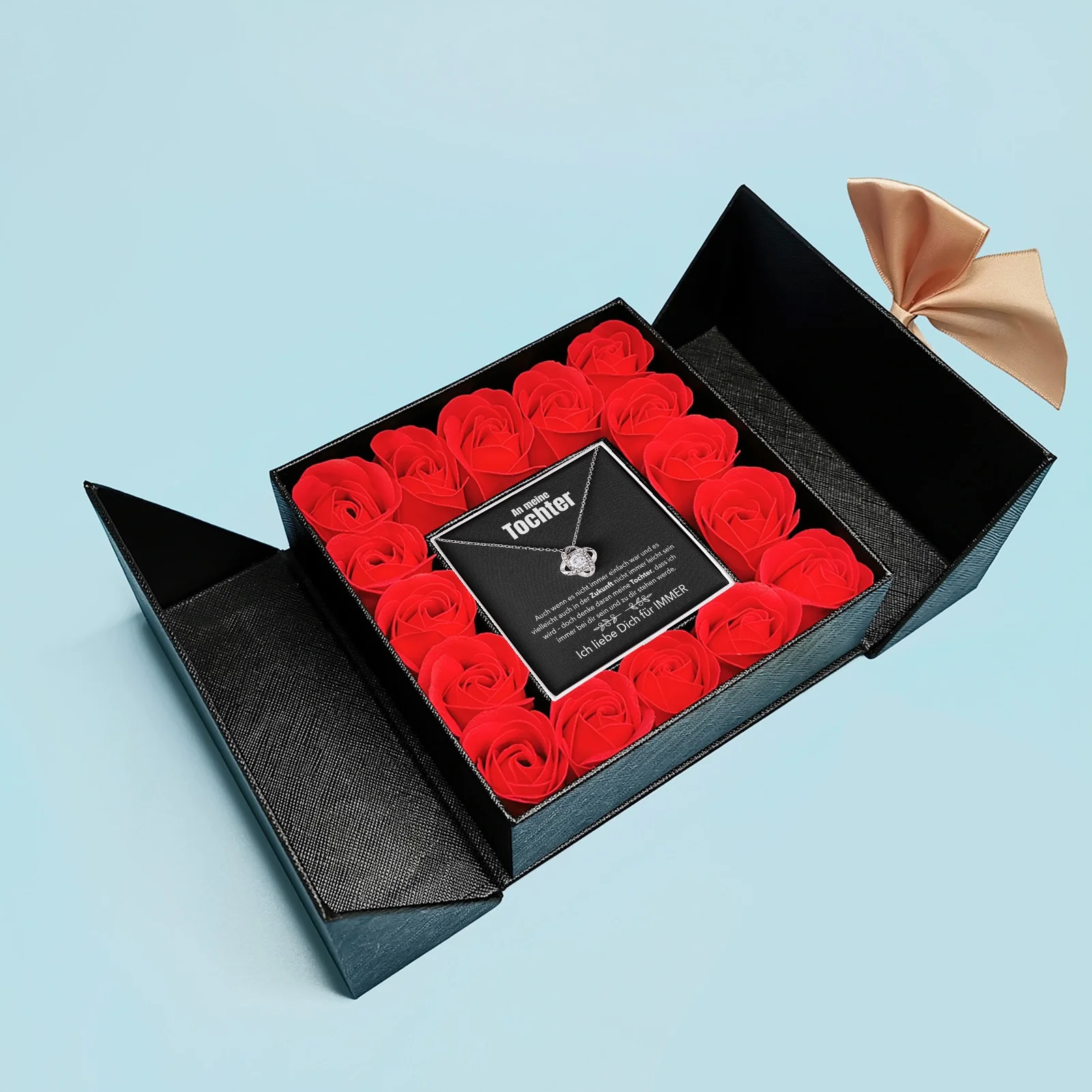 Aufklappbare Rosenbox mit 14k Weißgold Ausführung Halskette - Image 14