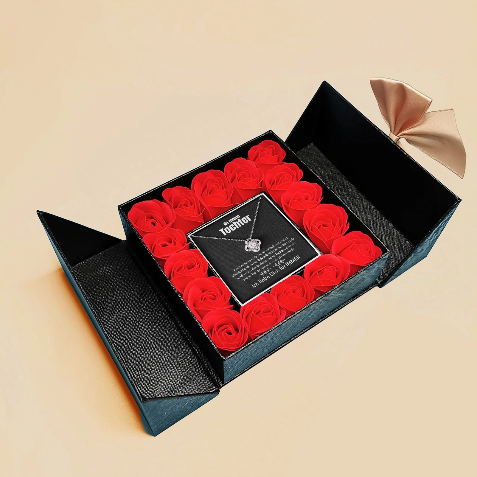 Aufklappbare Rosenbox mit 14k Weißgold Ausführung Halskette - Image 4