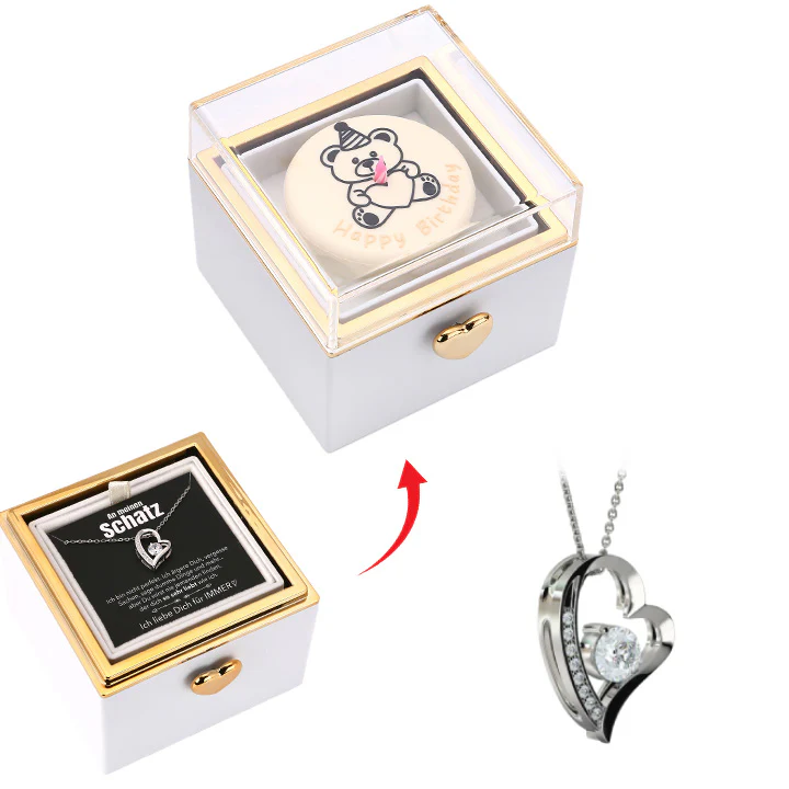 Kuchen Überraschung-Box mit 14k Herz-Herzkette & Notiz - Image 3