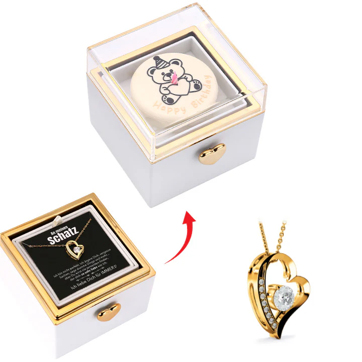 Kuchen Überraschung-Box mit 14k Herz-Herzkette & Notiz - Image 4