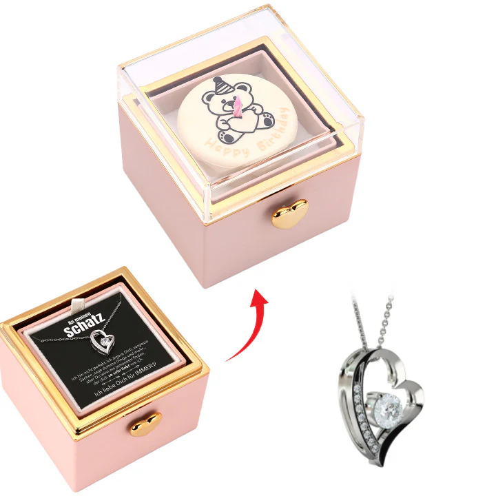 Kuchen Überraschung-Box mit 14k Herz-Herzkette & Notiz - Image 5