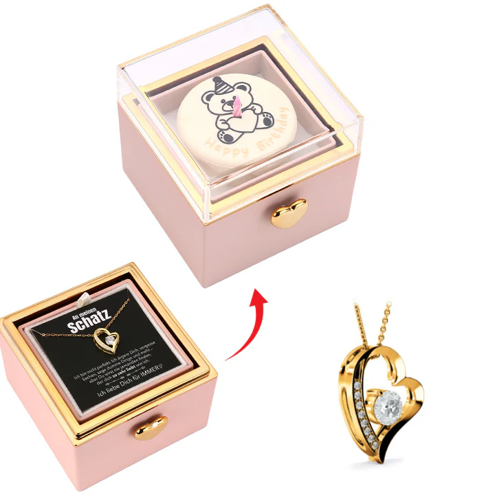 Kuchen Überraschung-Box mit 14k Herz-Herzkette & Notiz - Image 6