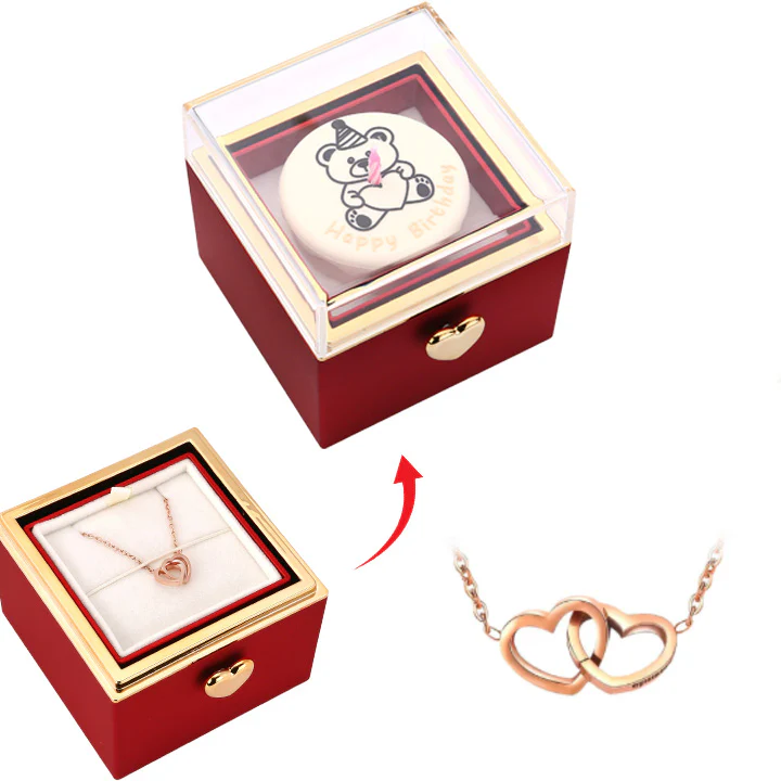 Kuchen Überraschung-Box mit 18k Doppel-Herzkette mit Gravur - Image 3