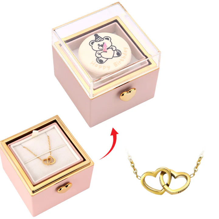 Kuchen Überraschung-Box mit 18k Doppel-Herzkette mit Gravur - Image 4