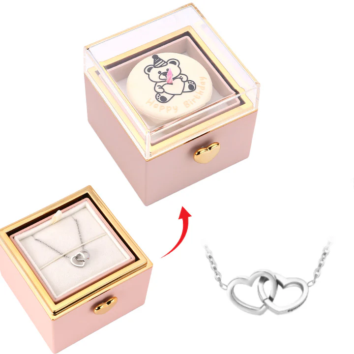Kuchen Überraschung-Box mit 18k Doppel-Herzkette mit Gravur - Image 5