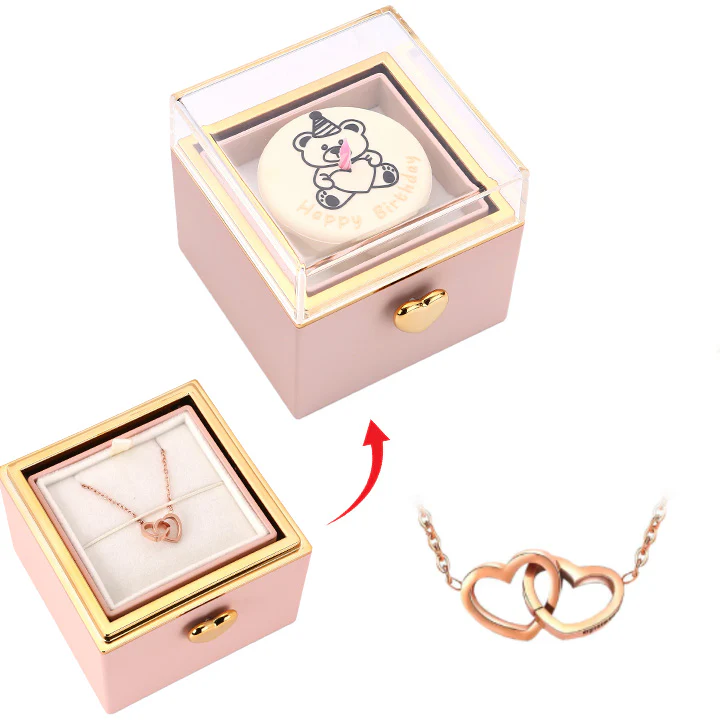 Kuchen Überraschung-Box mit 18k Doppel-Herzkette mit Gravur - Image 6