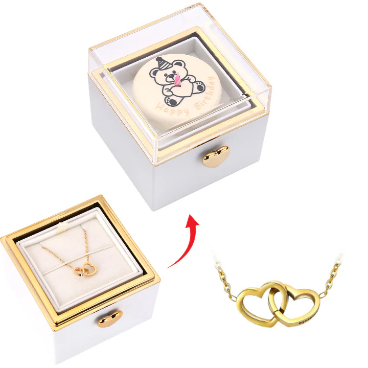 Kuchen Überraschung-Box mit 18k Doppel-Herzkette mit Gravur - Image 7