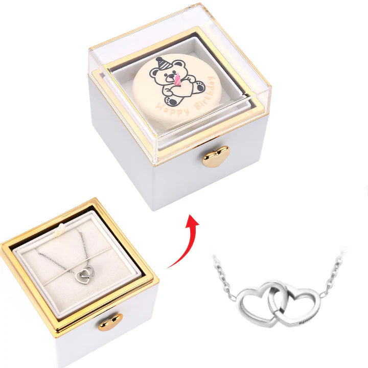 Kuchen Überraschung-Box mit 18k Doppel-Herzkette mit Gravur - Image 8