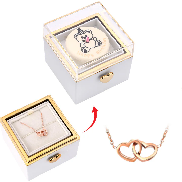 Kuchen Überraschung-Box mit 18k Doppel-Herzkette mit Gravur - Image 9