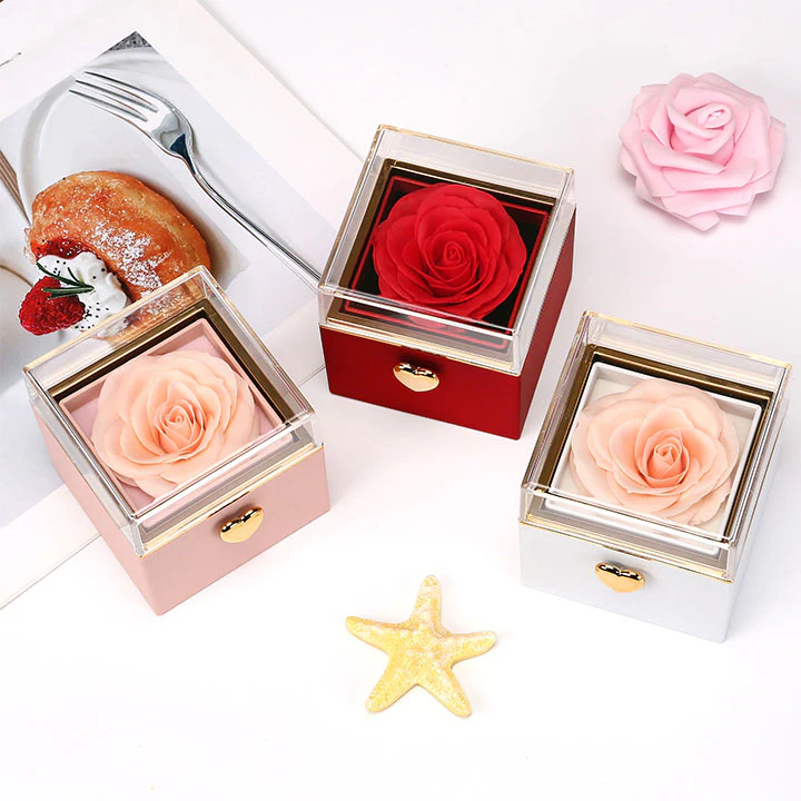 Überraschung-Rosenbox mit 14k Herz-Herzkette & Notiz - Image 12