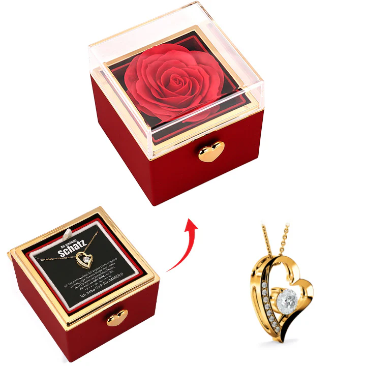 Überraschung-Rosenbox mit 14k Herz-Herzkette & Notiz - Image 2