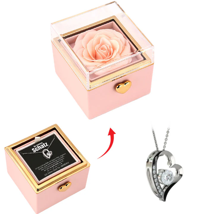 Überraschung-Rosenbox mit 14k Herz-Herzkette & Notiz - Image 3
