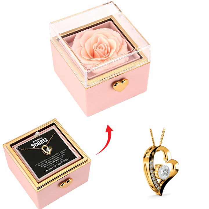 Überraschung-Rosenbox mit 14k Herz-Herzkette & Notiz - Image 4