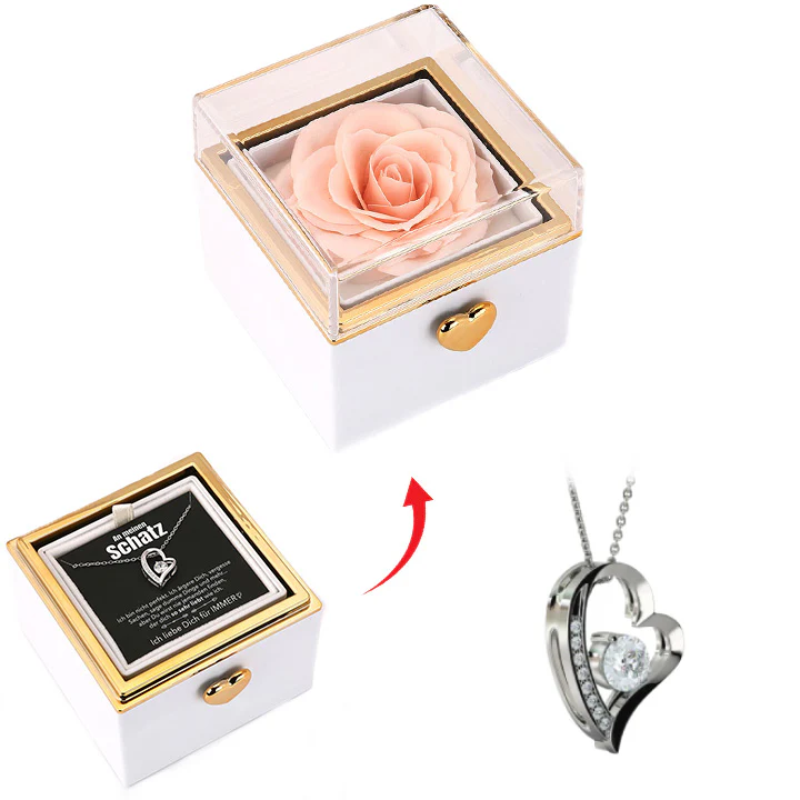 Überraschung-Rosenbox mit 14k Herz-Herzkette & Notiz - Image 5