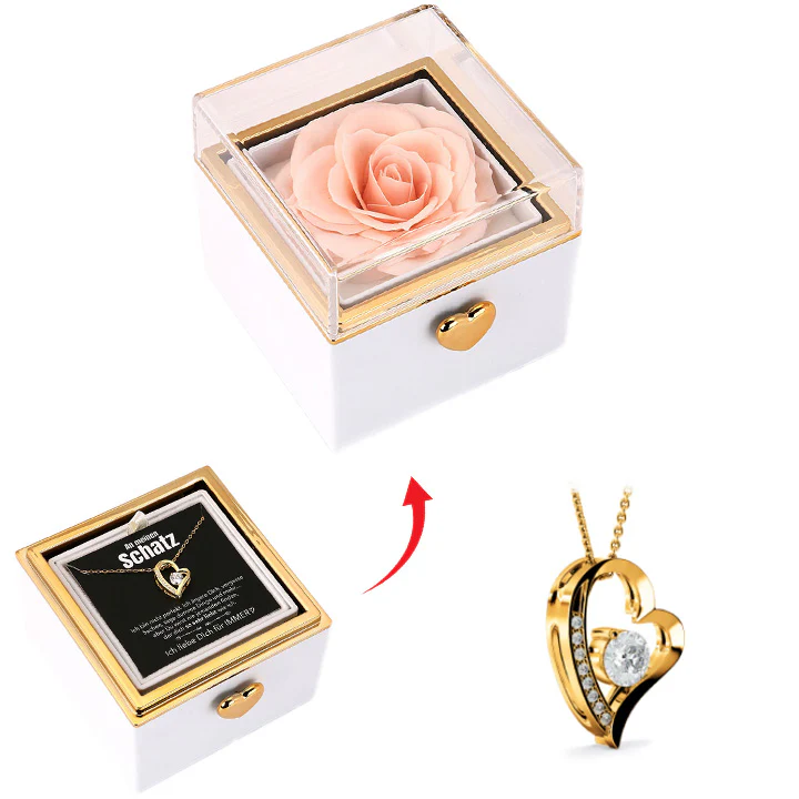 Überraschung-Rosenbox mit 14k Herz-Herzkette & Notiz - Image 6