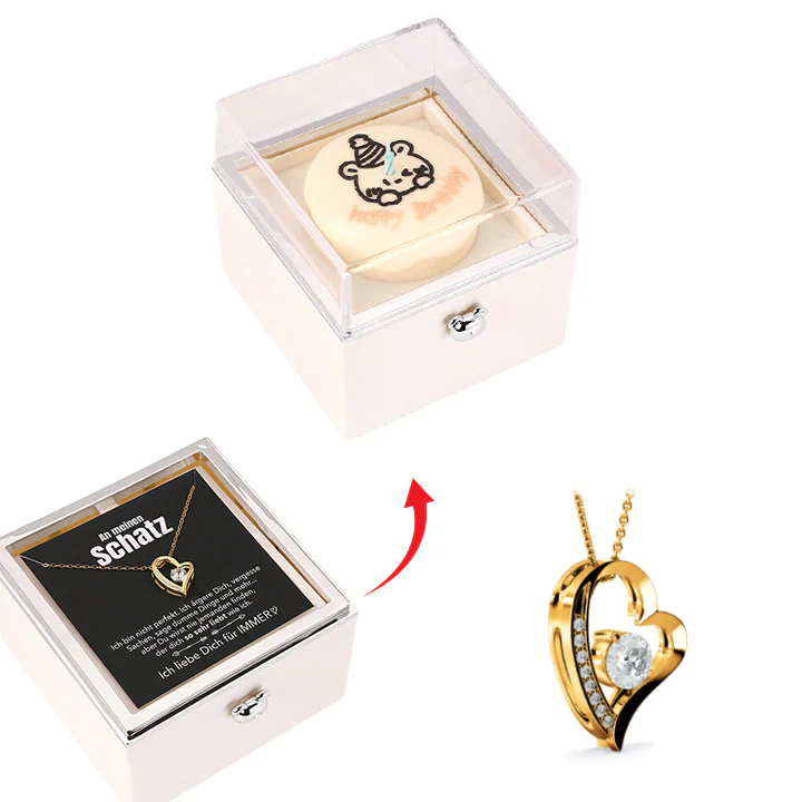 Überraschung-Rosenbox mit 14k Herz-Herzkette & Notiz - Image 8