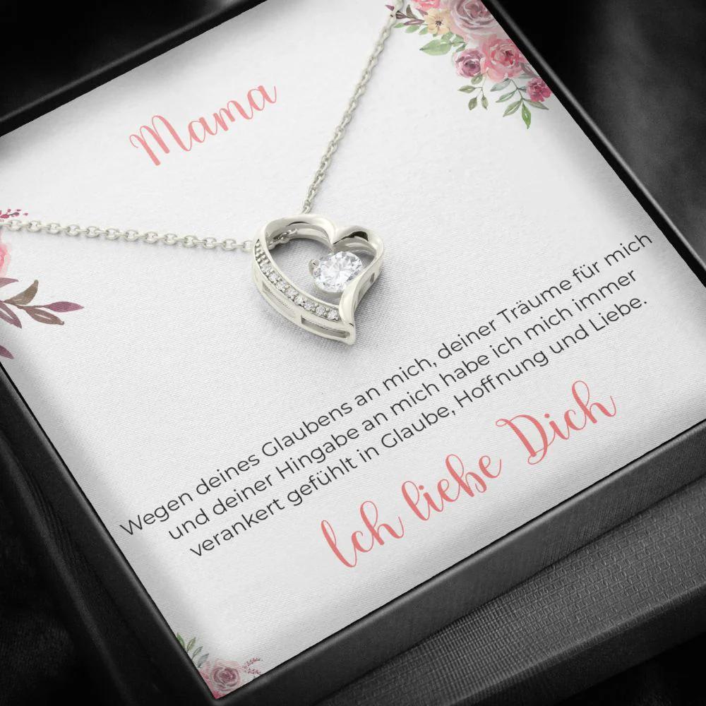 14k Weißgold Ausführung Halskette Herz - An Mama