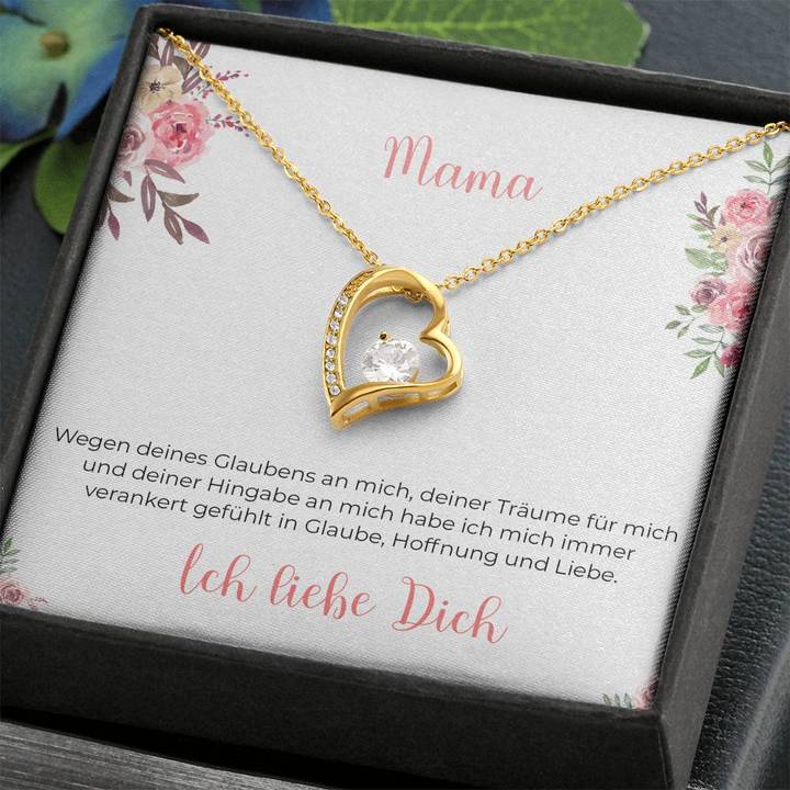 14k Weißgold Ausführung Halskette Herz - An Mama - Image 3