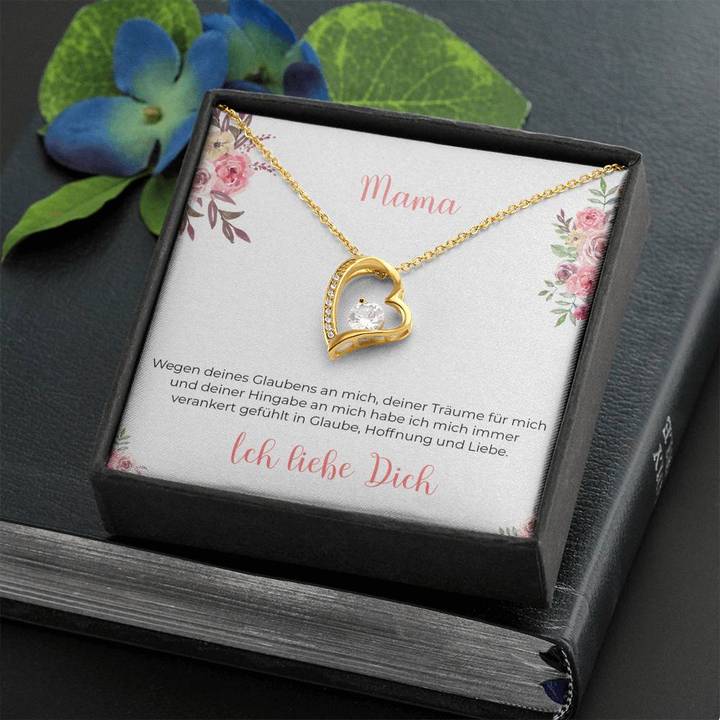14k Weißgold Ausführung Halskette Herz - An Mama - Image 4