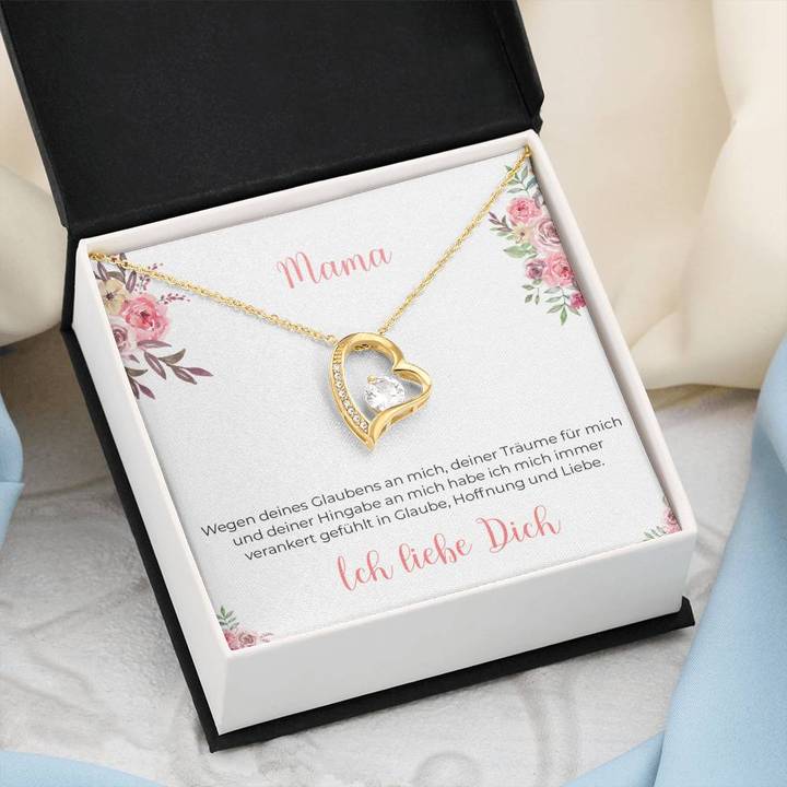 14k Weißgold Ausführung Halskette Herz - An Mama - Image 5