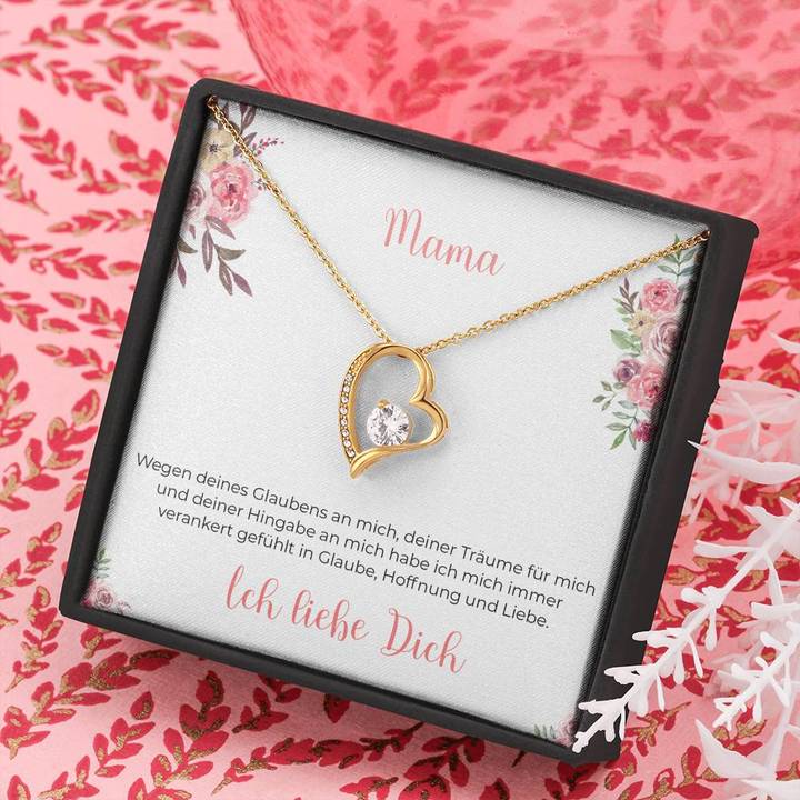 14k Weißgold Ausführung Halskette Herz - An Mama - Image 6