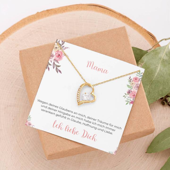 14k Weißgold Ausführung Halskette Herz - An Mama - Image 7