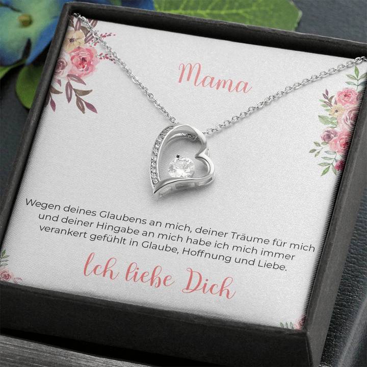 14k Weißgold Ausführung Halskette Herz - An Mama - Image 9